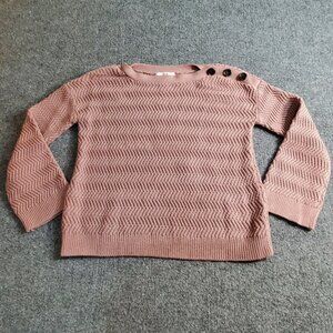 Jack by BB Dakota Sweater Sz Small Womens Pink With Button Designs